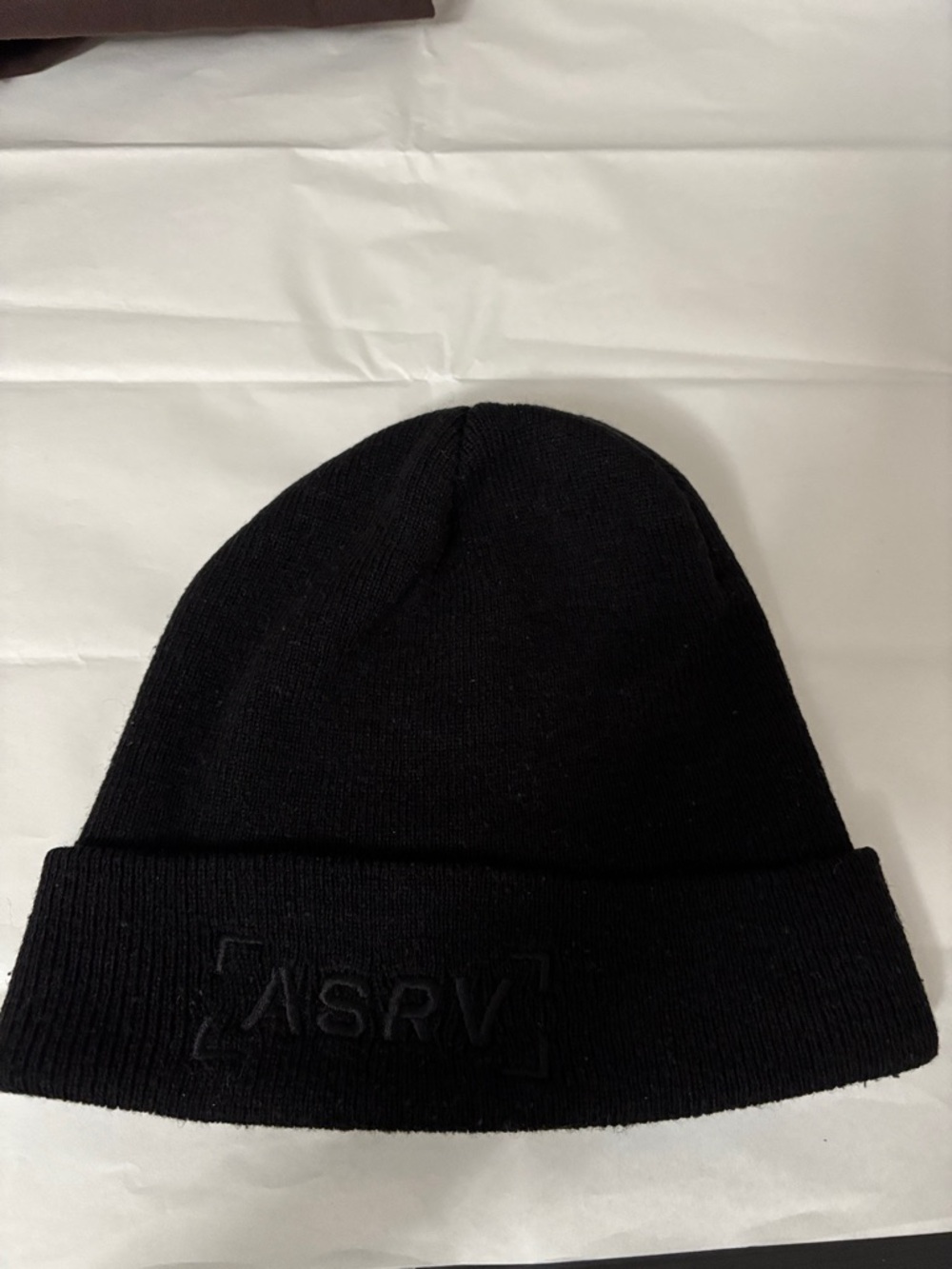 ASRV Black Ribbed Knit Cuff Beanie